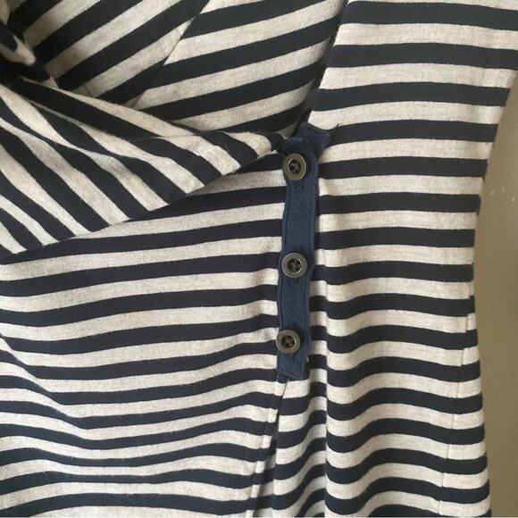 Allihop Anthropologie | Striped Wraparound Cardigan Sweater Top Navy Cream Small - Picture 4 of 8